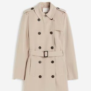 Classic Beige Double-Breasted Trench Coat